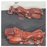 (2) CARVED WOOD MOTORCYCLES, AS IS