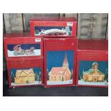 (3) DICKENS COLLECTIBLES HOUSES, ACCESSORIES