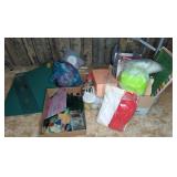 CRAFTING SUPPLIES - STAIN GLASS PIECES, RIBBON