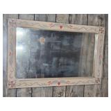 HAND PAINTED FOLK ART FRAMED MIRROR, 28"X18"
