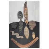 AFRICAN MASKS, BUSTS, AND BOOMERRANG