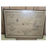 PERSONALIZED "VACATION 1935" FRAMED MAP