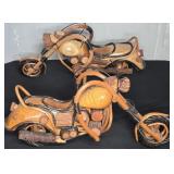 (2) HANDMADE WOOD MOTORCYCLES