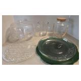 COVERED CAKE PLATE, SERVING PLATTERS, GLASS