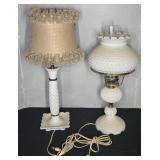 (2) MILK GLASS TABLE ACCENT LAMPS