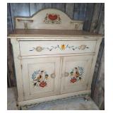 HAND PAINTED FOLK ART DRY SINK, 30"X16"X38"