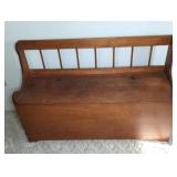 WOOD HALLWAY STORAGE BENCH, 48.5"X16"X31.25"