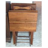 5 PC WOODEN TRAY TABLE SET