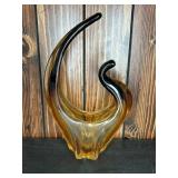 MC HAND BLOWN ART GLASS SWAN VASE