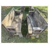 (2) CONVERTIBLE WOOD BENCHES/PICNIC TABLE