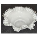 FENTON SILVERCREST RUFFLED MILKGLASS BOWL