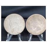 (2)  1922 PEACE SILVER DOLLARS