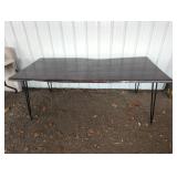 STAINED WOOD TOP DINING TABLE