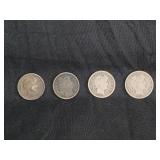 (4) SILVER BARBER DIMES: 1893, 1905, 1910, 1916