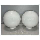 (2) WHITE MILK GLASS OIL LAMP SHADES