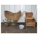 WICKER BUGGY, POTTY CHAIR