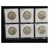 6 FRANKLIN HALF DOLLARS 1940