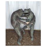 DANCING BRASS GARDEN FROG STATUES
