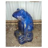 LARGE BLUE TERRA COTTA FROG GARDEN STATUE