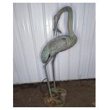 BRONZE CRANE FOUNTIAN W/ GREEN PATINA, 57" TALL