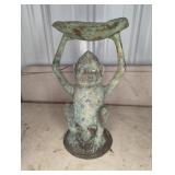 BRASS MONKEY STATUE HOLDING BOWL, W/ PATINA