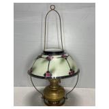 HANGING OIL  LAMP HAND PAINTED SHADE