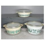 (3) PYREX COVERED LID DISHES