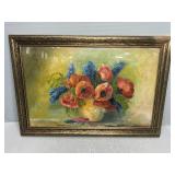 FRAMED FLORAL STILL LIFE PAINTING, 1935