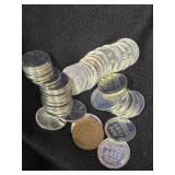 (36) STEEL PENNIES AND 1949 WHEAT PENNY