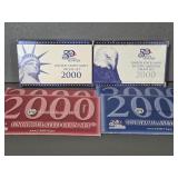 2000 PROOF SET, QUARTER SET, 2 MINT SETS P&D
