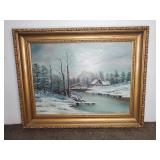 PAINTING IN GOLD GILD-STYLE WOOD FRAME