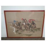 HORSE RACING WATER COLOR & PASTEL