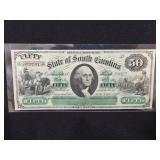 SOUTH CAROLINA $50 BILL  1872