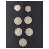 2 MERCURY DIMES AND 5 OLDER JEFFERSON NICKELS