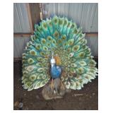 COLORFUL RESIN PEACOCK GARDEN STATUE