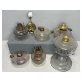 6  GLASS  OIL LAMP BASES, COMET MINIATURE OIL LAMP