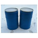 (2) 55 GALLON FOOD GRADE PLASTIC BARRELS W/ LIDS