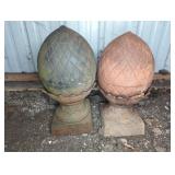 2 CAST IRON PINECONE GARDEN DECORATIONS