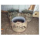 3 CAST IRON PLANT POT HOLDERS