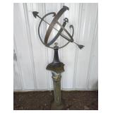 BRASS GARDEN SUNDIAL STATUE ON CAST IRON STAND