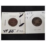 1857 & 1858 FLYING EAGLE PENNIES