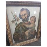 ST. JOSEPH HOLDING BABY JESUS FRAMED PRINT