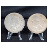 (2)  1922 PEACE SILVER DOLLARS