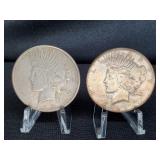 (2) 1923 PEACE SILVER DOLLARS
