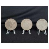 (3)  1923 PEACE SILVER DOLLARS