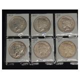 (6) PEACE SILVER DOLLARS (X6)
