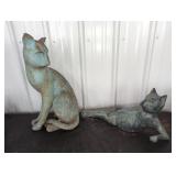 RESIN AND METAL CAT STATUES