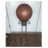 BRASS/ COPPER GAZING BALL ON METAL STAND