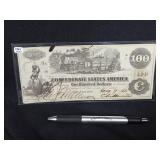 CONFEDERATE STATES OF AMERICA $ 100  BILL 1862
