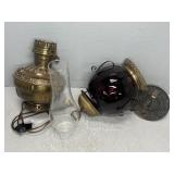OIL LAMP PARTS RUBY RED SHADE